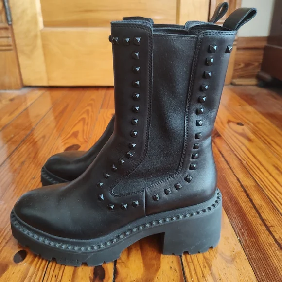 Ash Black Studded Heeled Boots - Picture 3 of 12